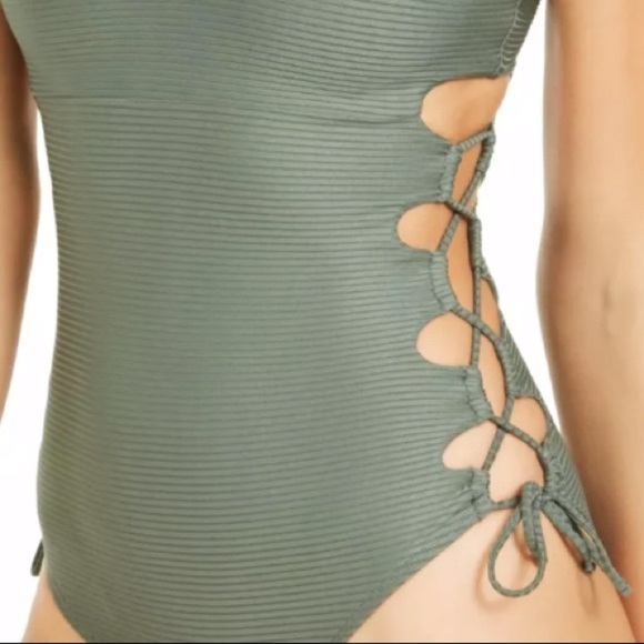 HULA Honey Junior’s Ribbed Side Lace Swimsuit - Picture 4 of 11